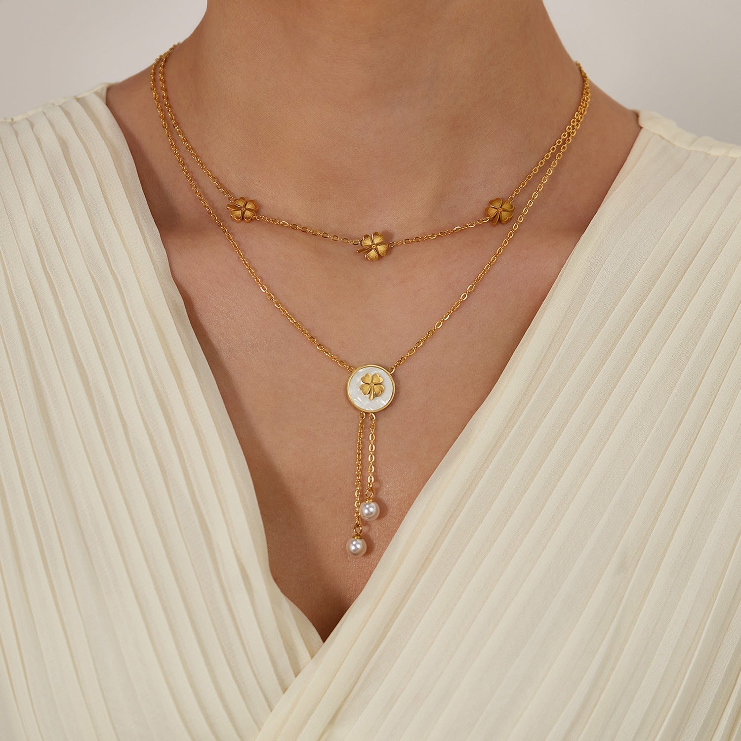 Alba Clover Layered Necklace