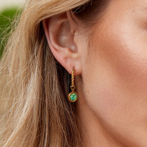 Aventurine Twisted Hoop Earrings
