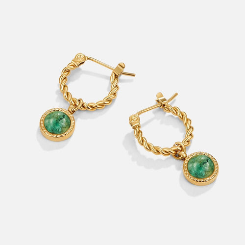Aventurine Twisted Hoop Earrings