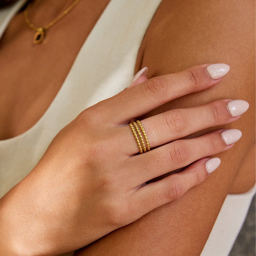 Beaded Ohio Gold Ring