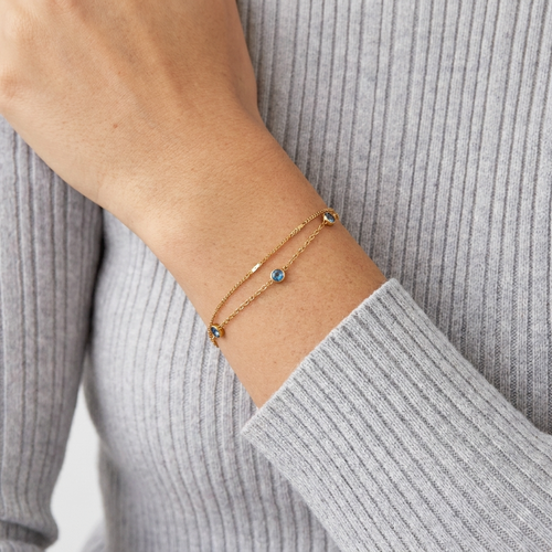 Blue Crystal Layered Bracelet