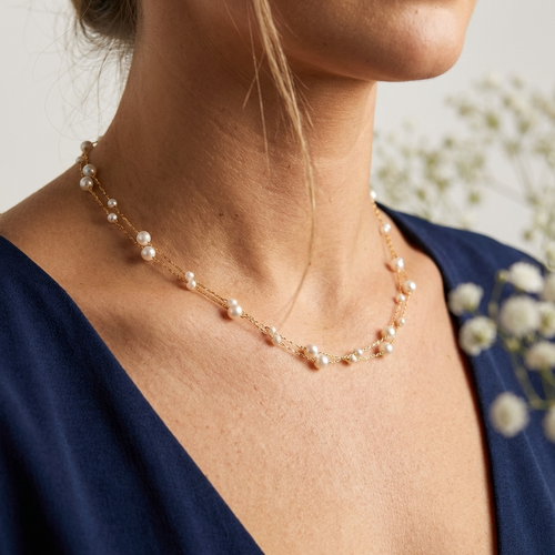 Calla Pearl Layered Necklace