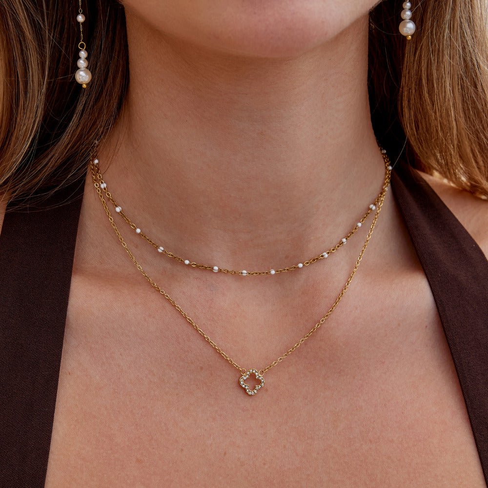 Celine Sparkle Clover Necklace