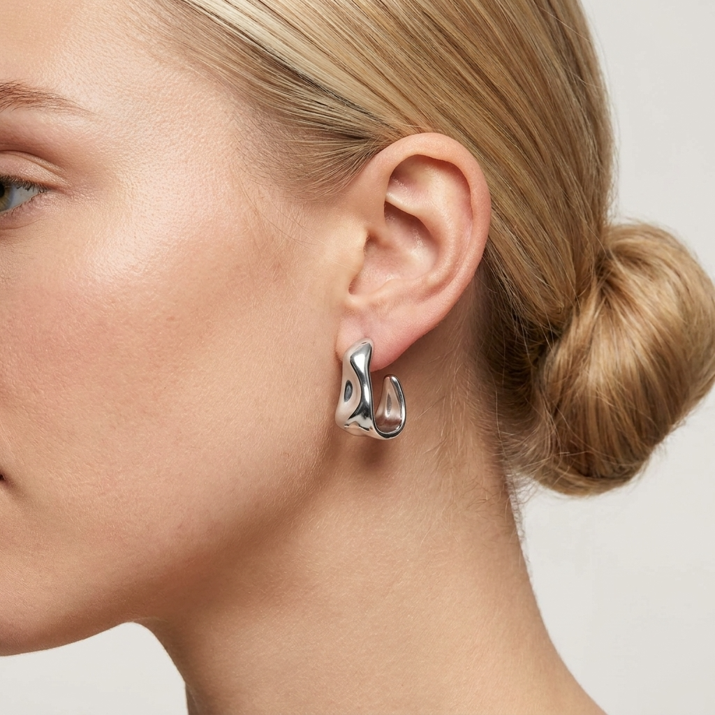 Chloe Silver Wavy Hoops