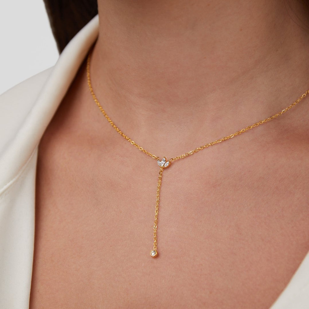 Crystal Lariat Drop Necklace