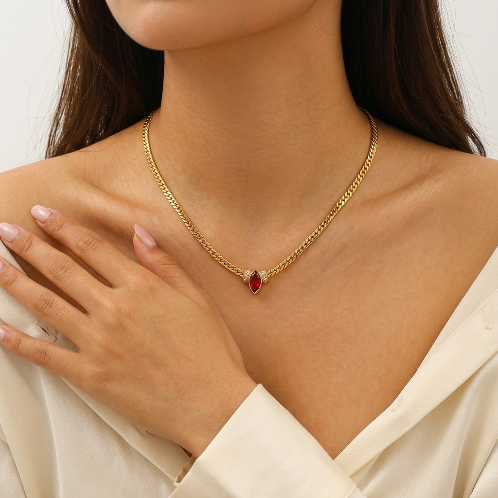 Deep Crimson Herringbone Chain