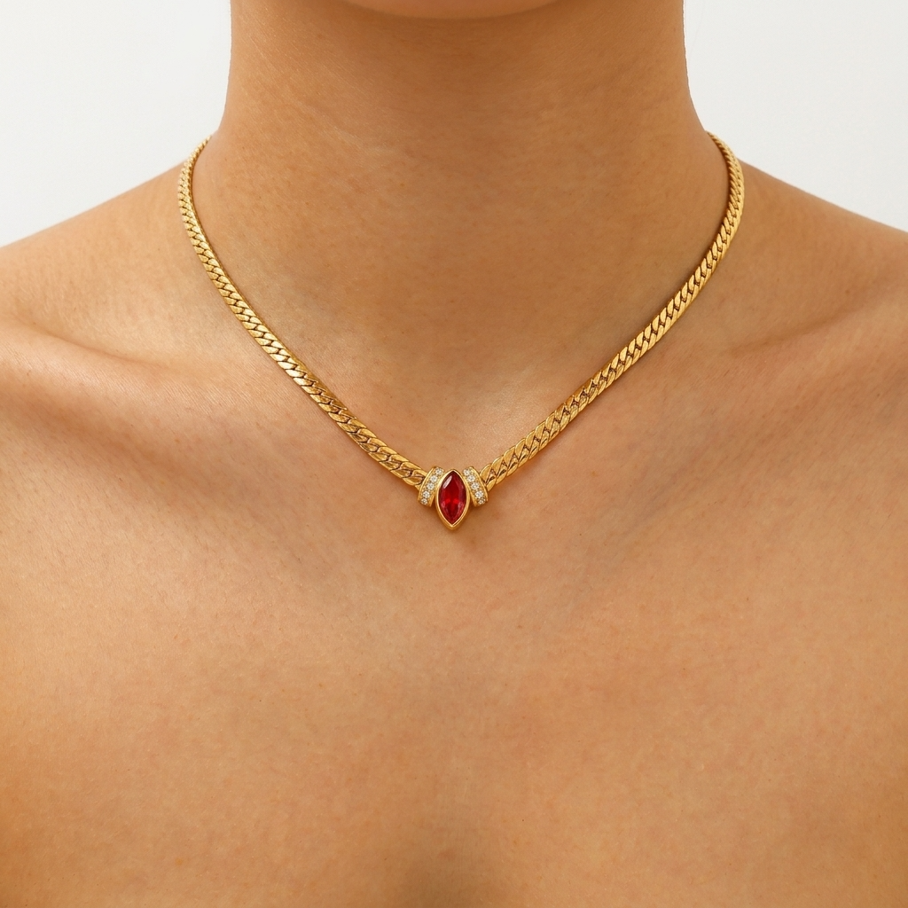 Deep Crimson Herringbone Chain