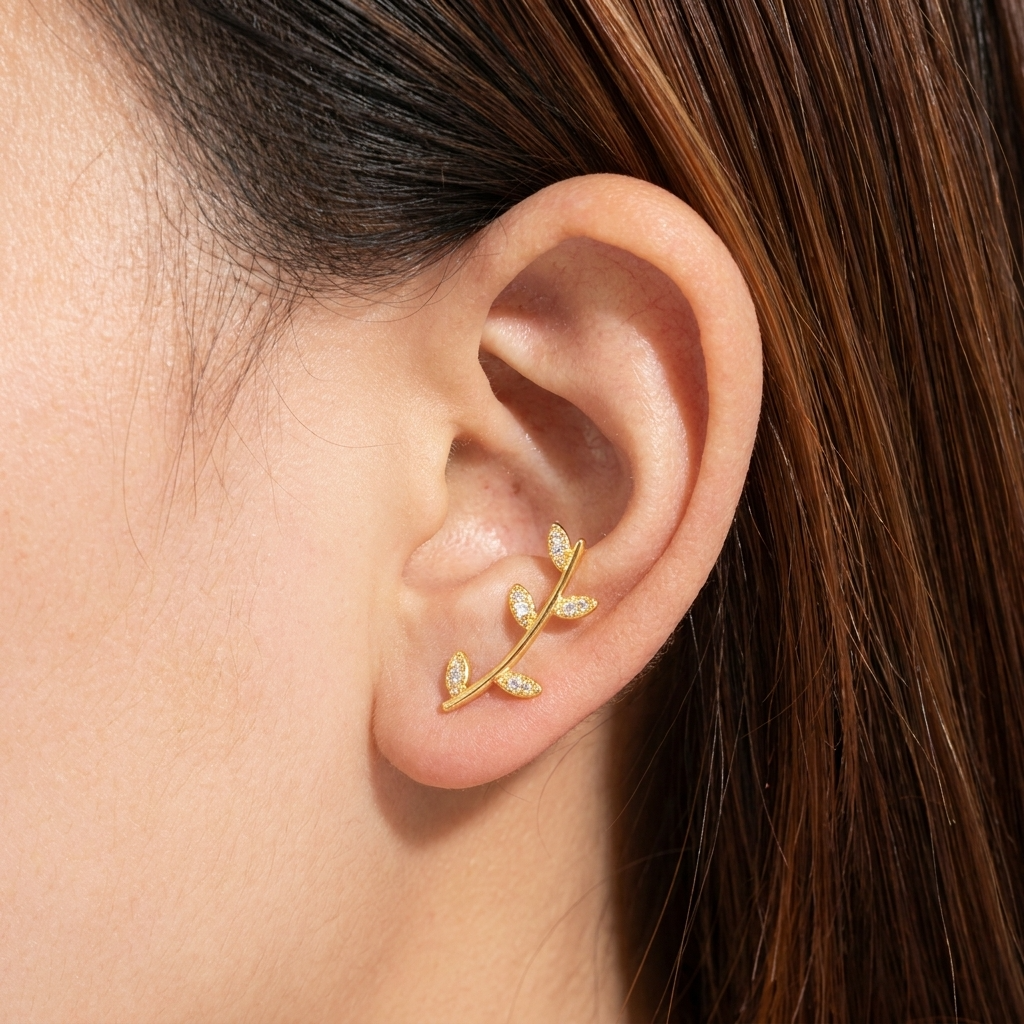 Delia Crystal Leaf Earrings