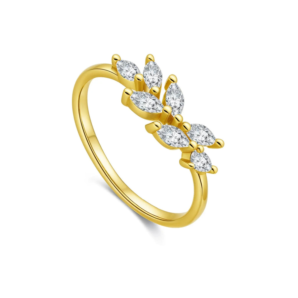 Delia Crystal Leaf Ring