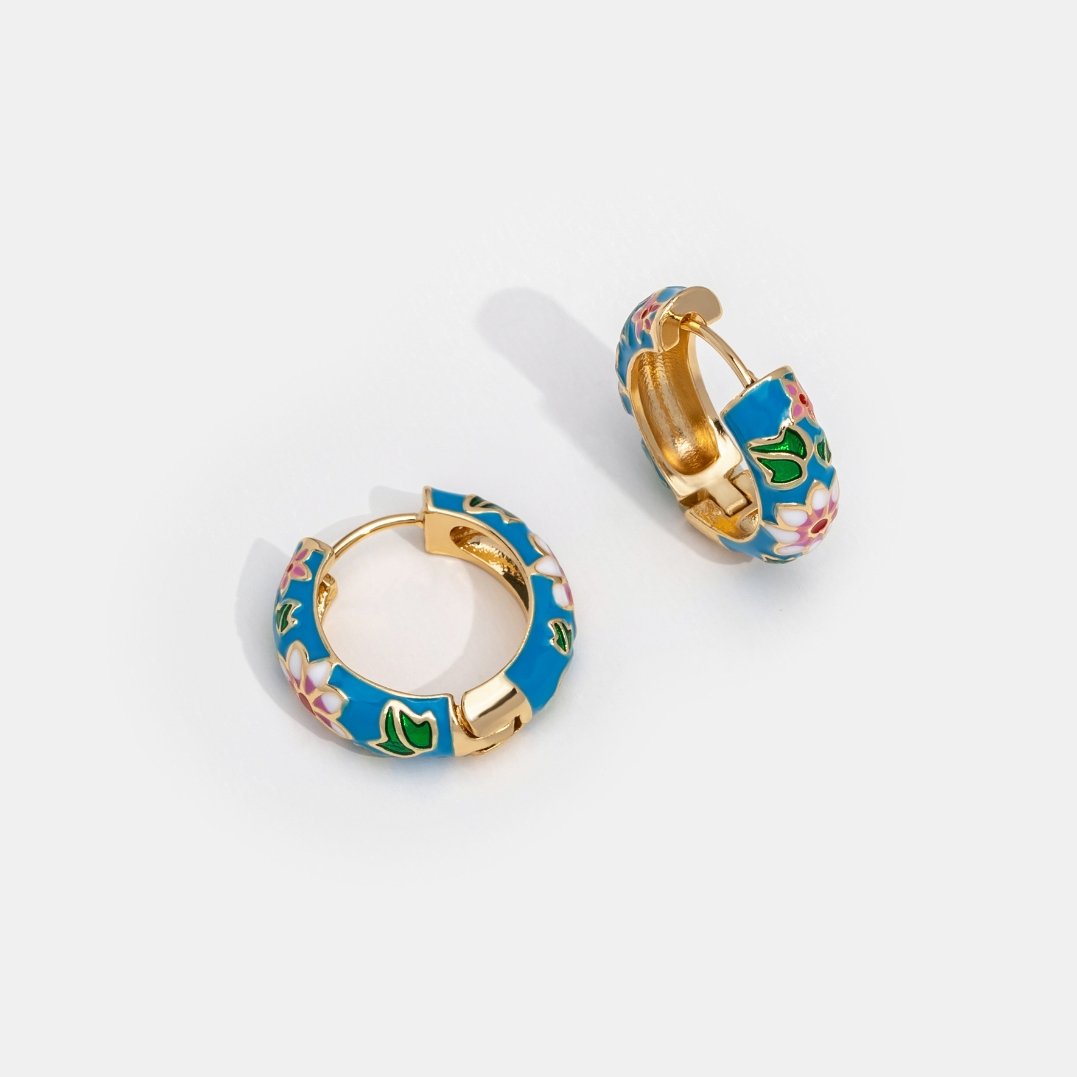 Floral Gold Statement Hoops