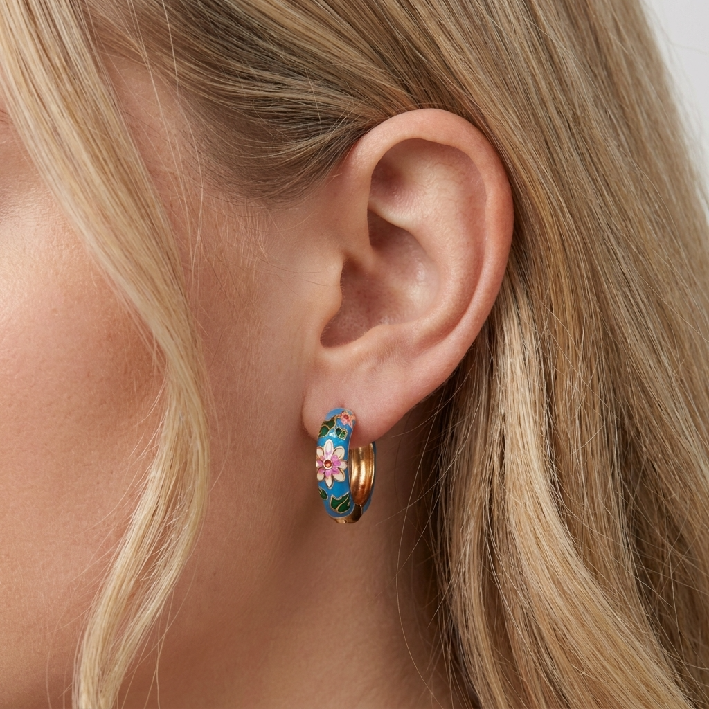 Floral Gold Statement Hoops