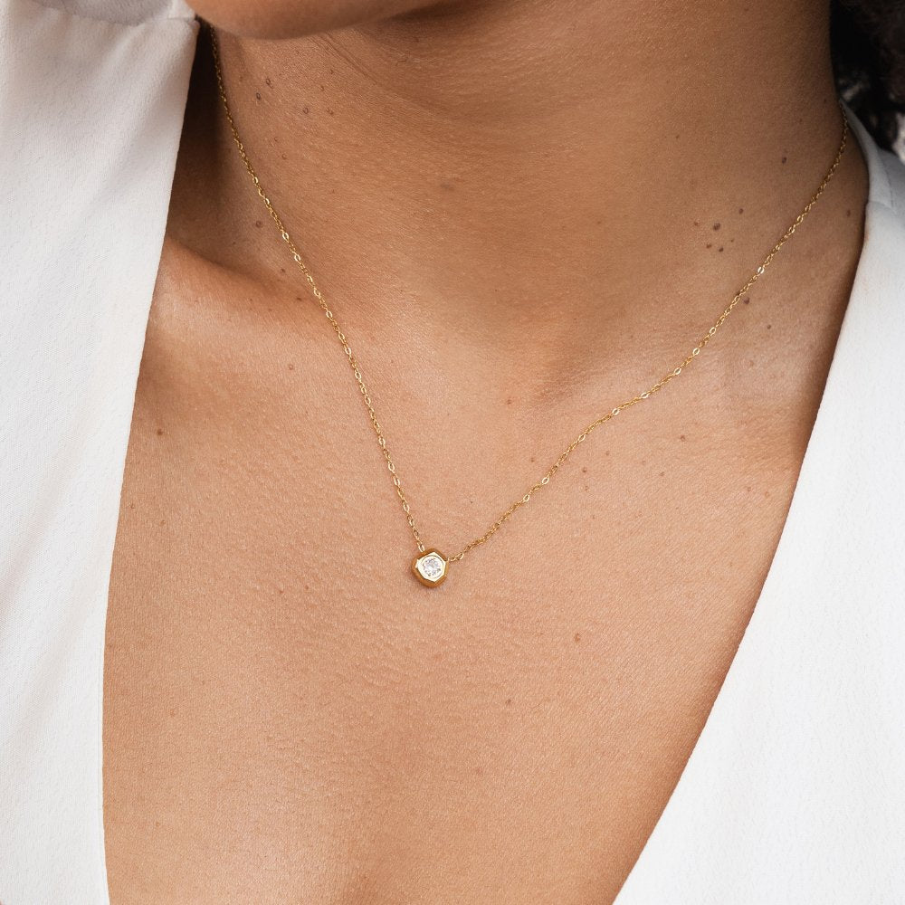 Gia Gold Crystal Charm Necklace