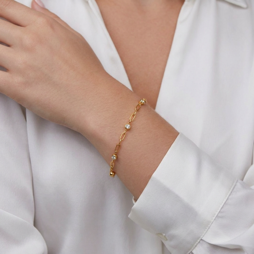 Gold Crystal Link Bracelet