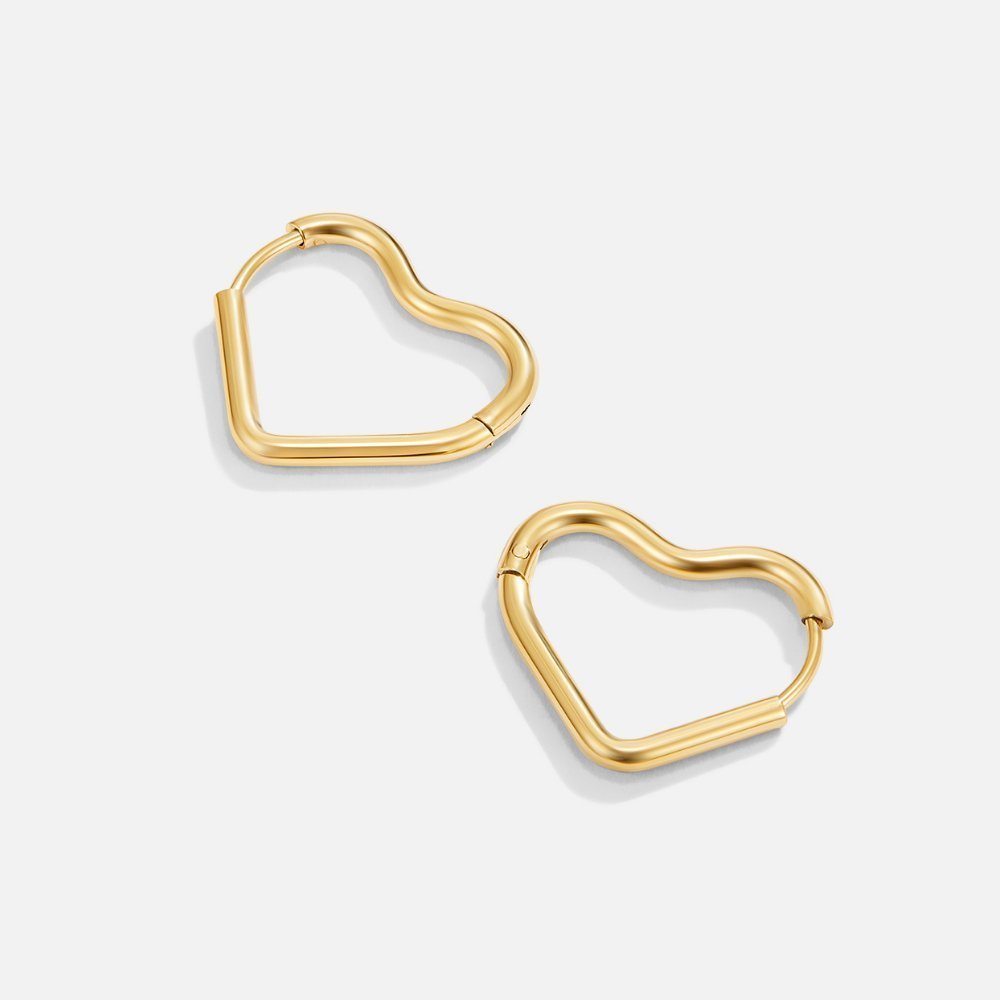 Gold Heart Shaped Hoops