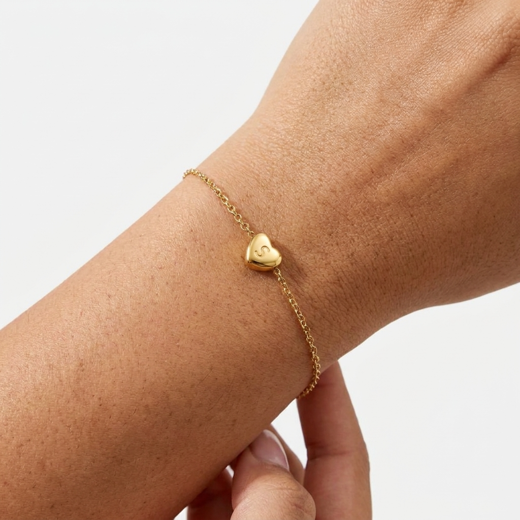 Initial Heart Charm Bracelet