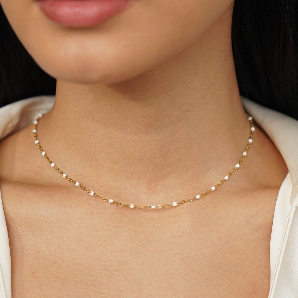 Isla White Bead Necklace