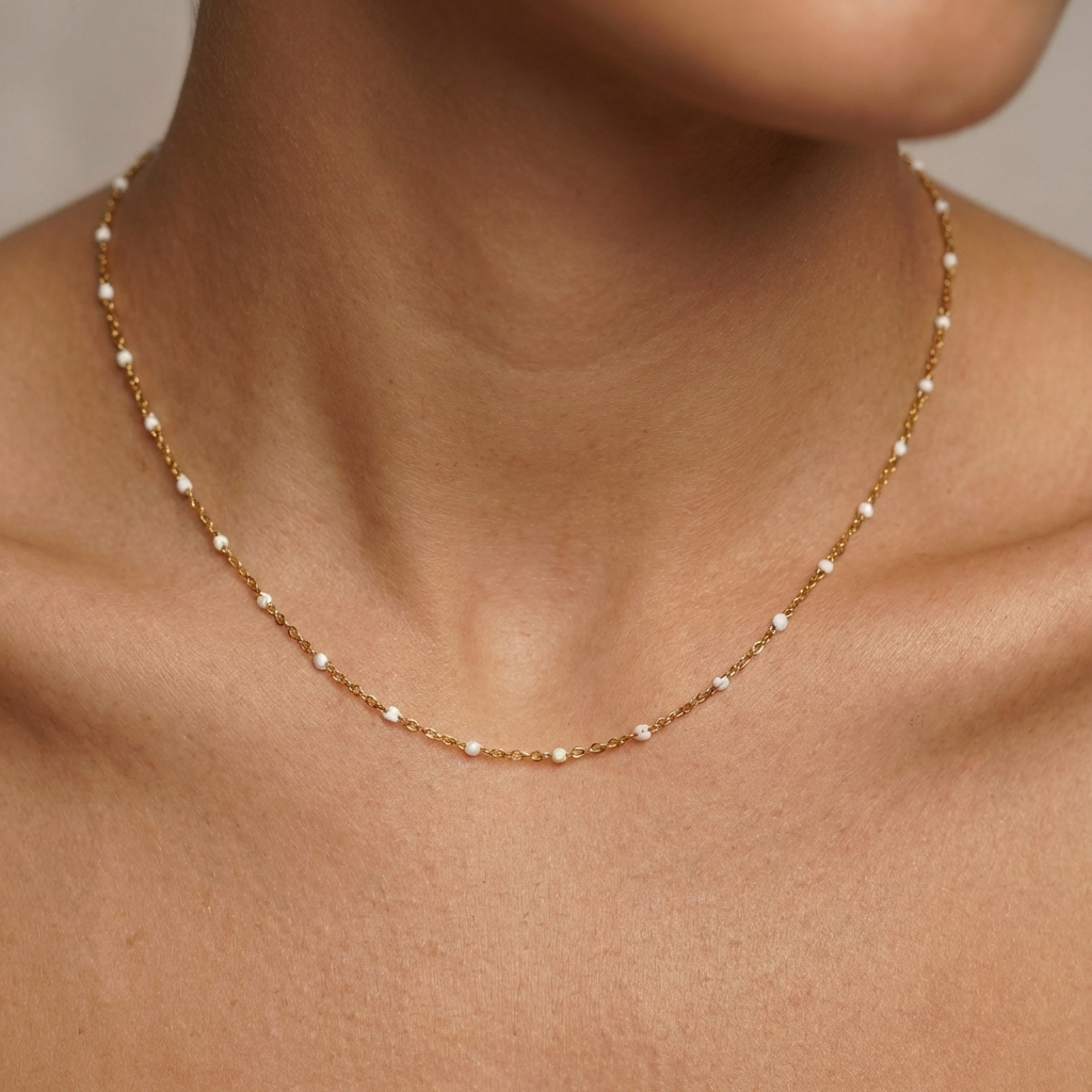 Isla White Bead Necklace