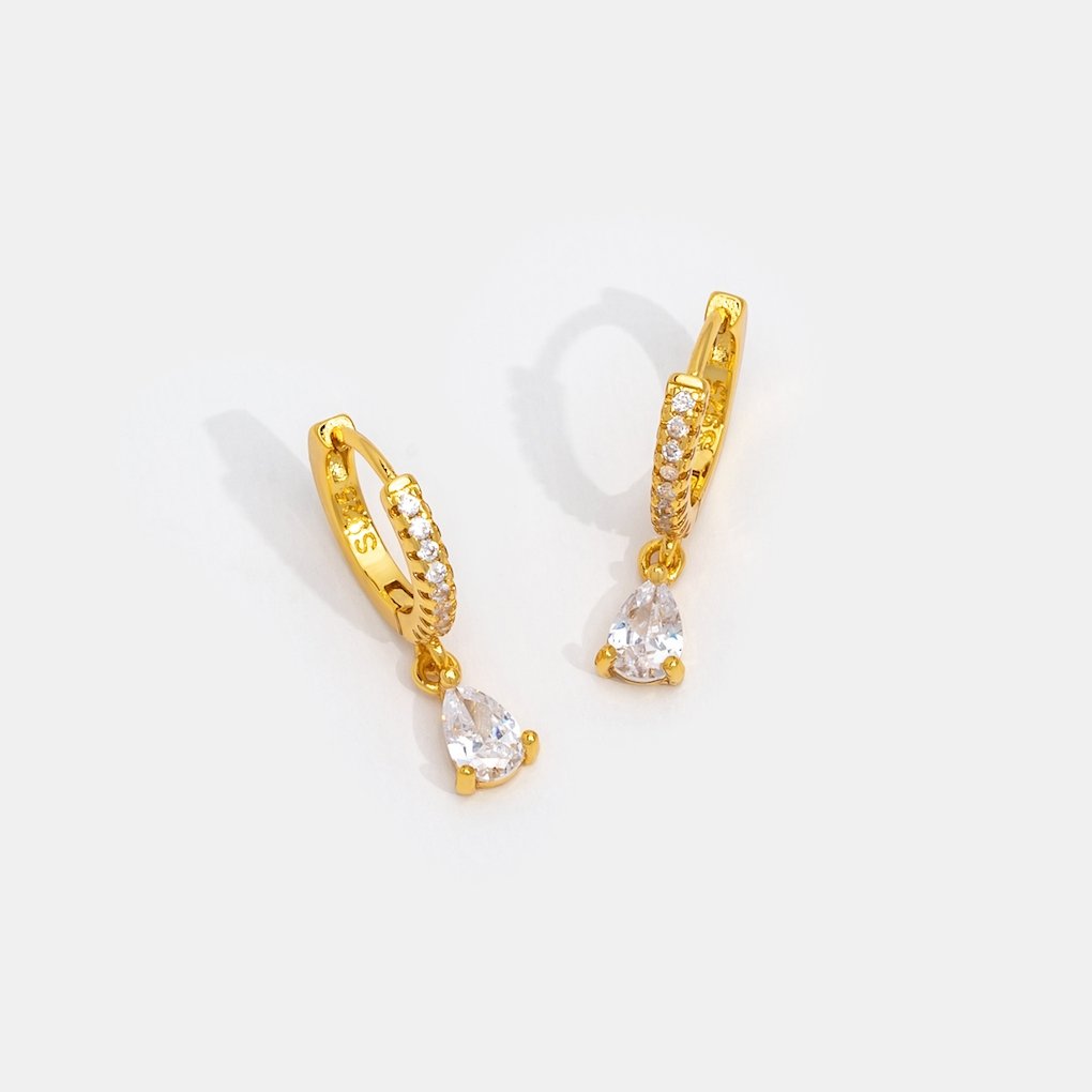 Ivory Sparkle Gold Hoops