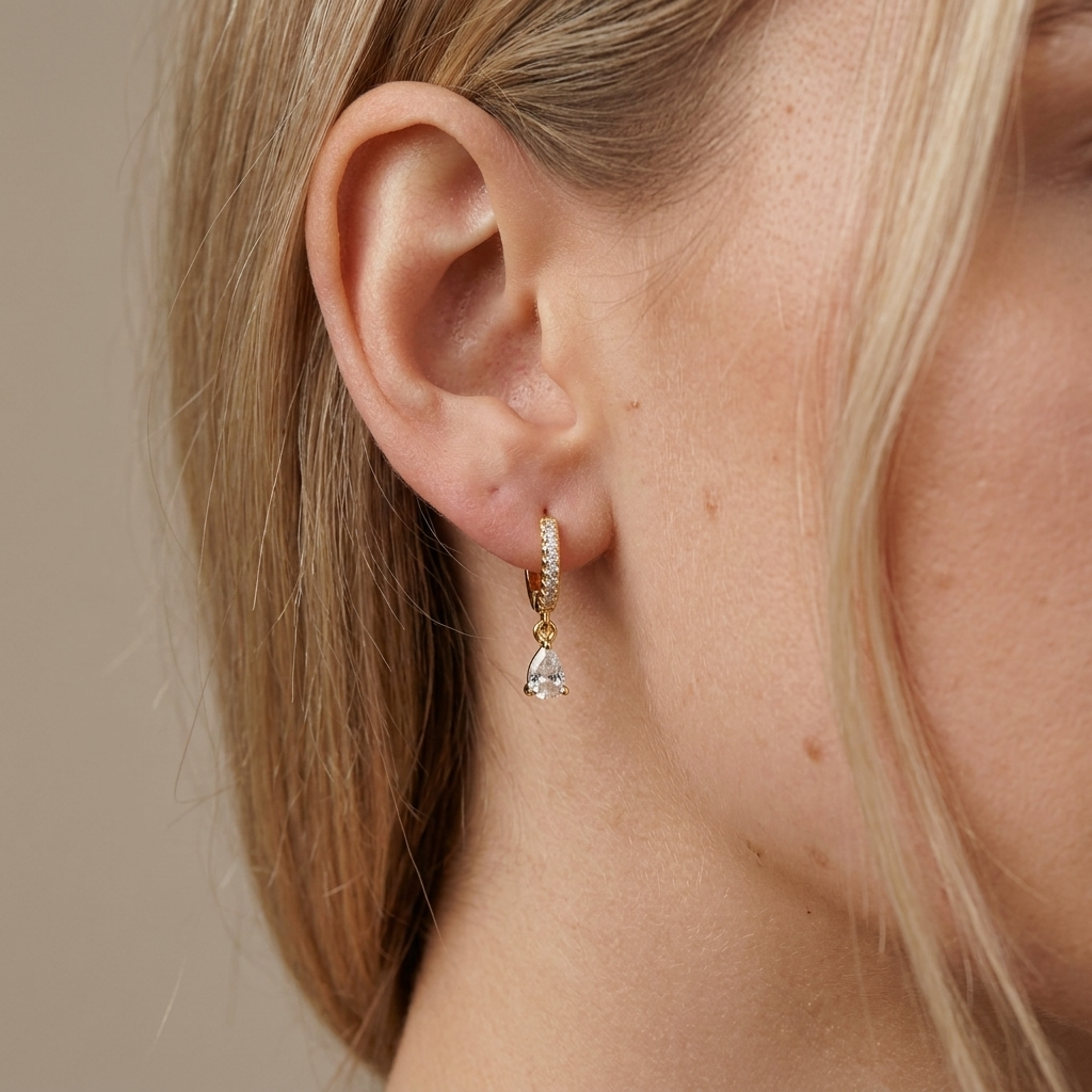 Ivory Sparkle Gold Hoops