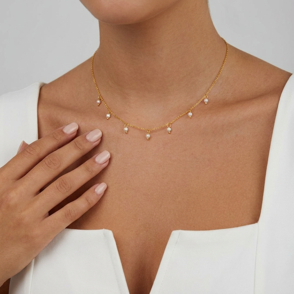 Lily Gold Pearl Necklace