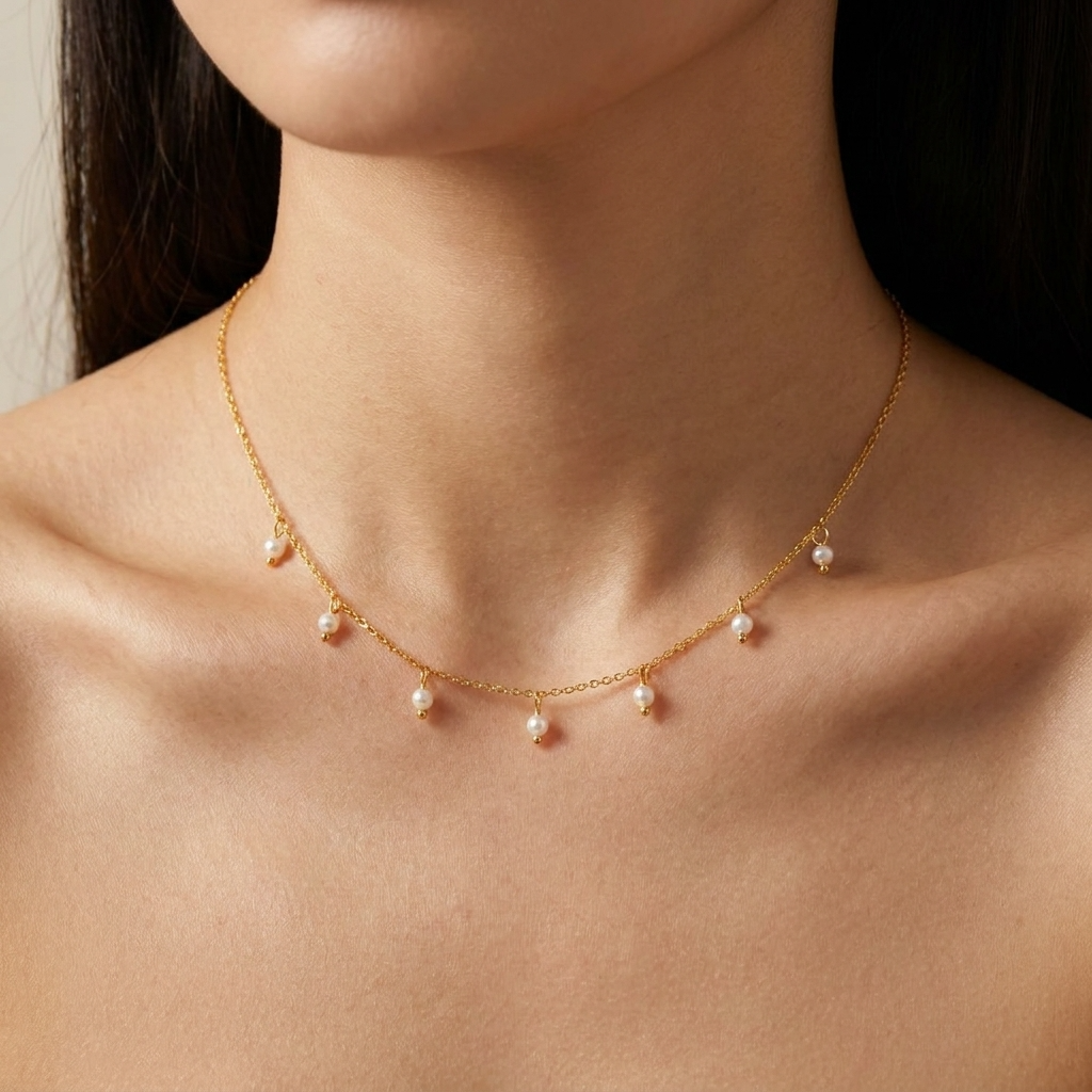 Lily Gold Pearl Necklace