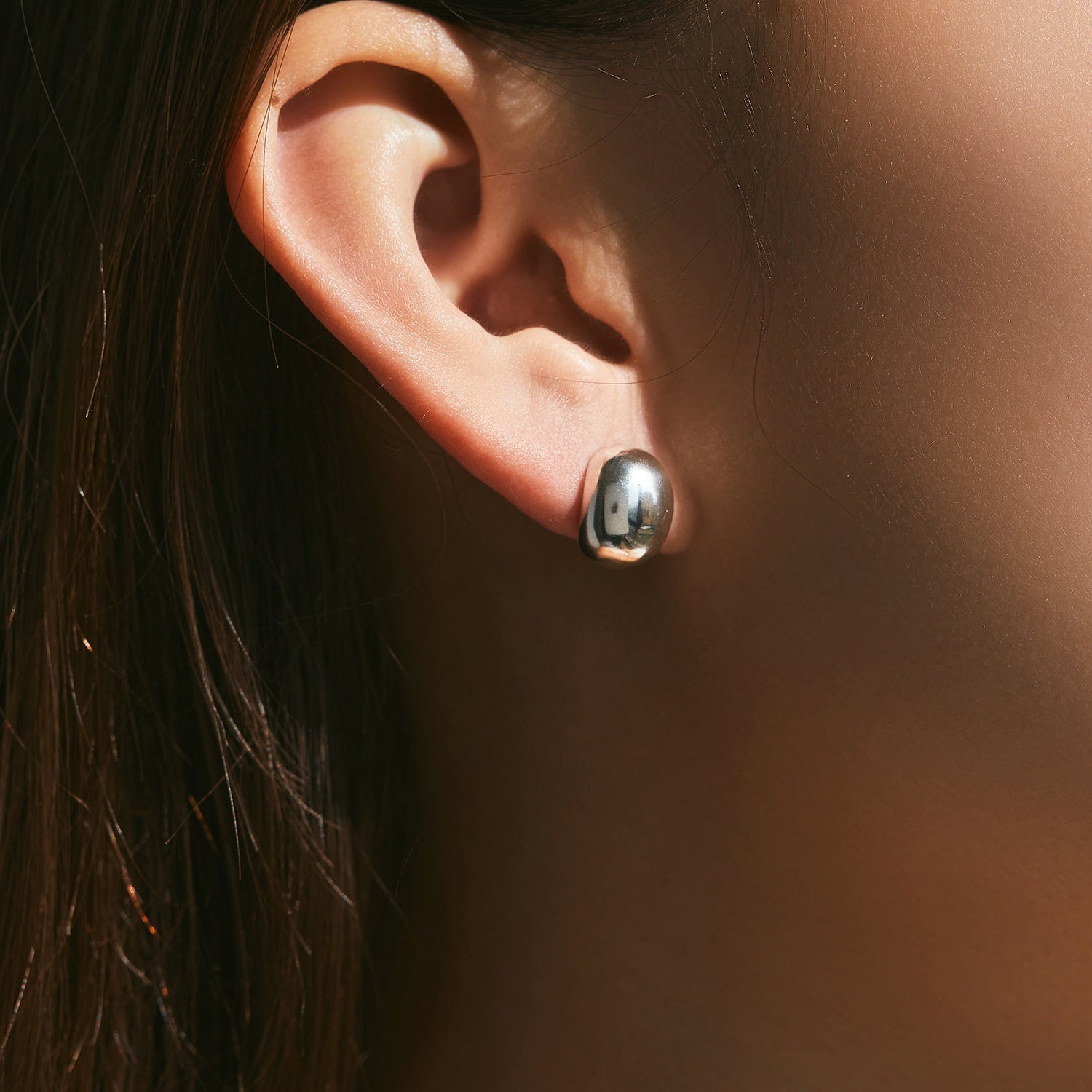 Luna Silver Stud Earrings