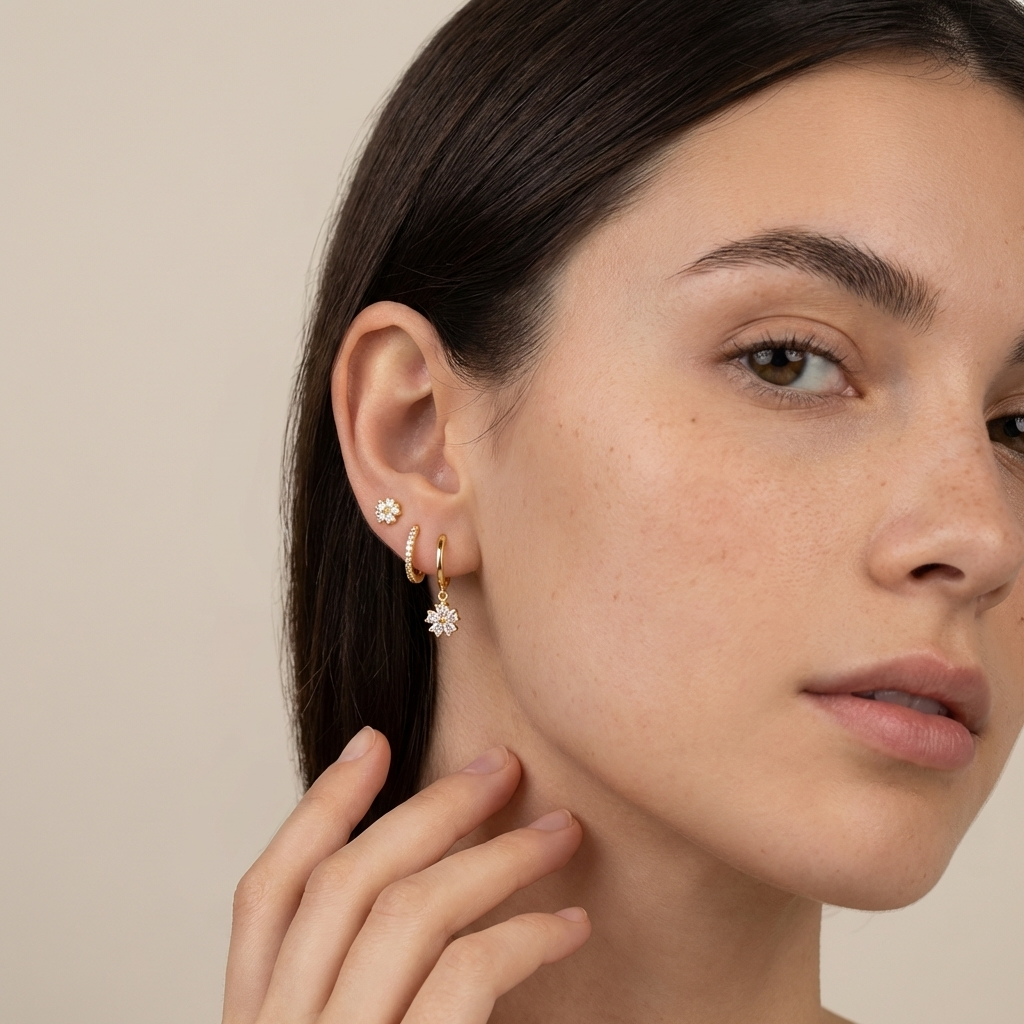 Malia Floral Crystal Earrings Set