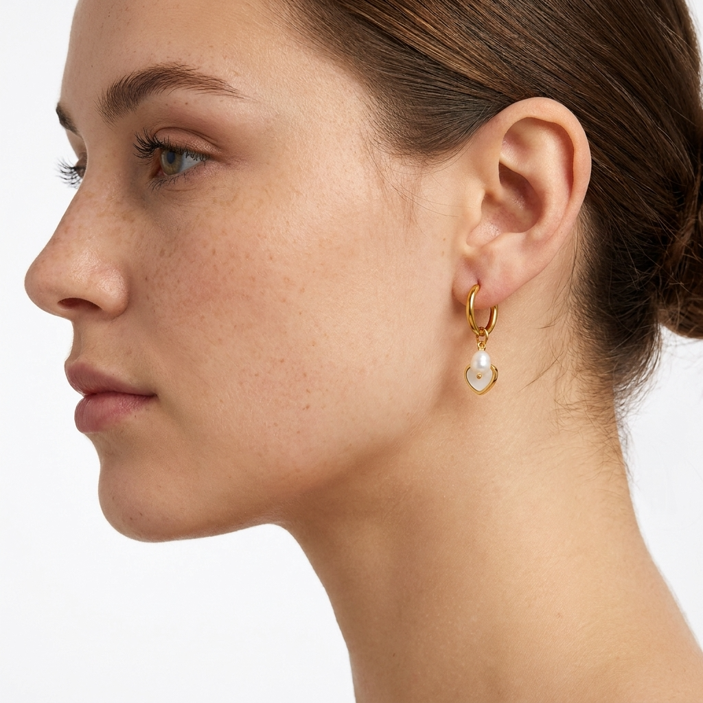 Mia Gold Pearl Hoops
