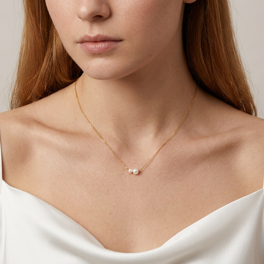 Minimalist Pearl Duo Necklace