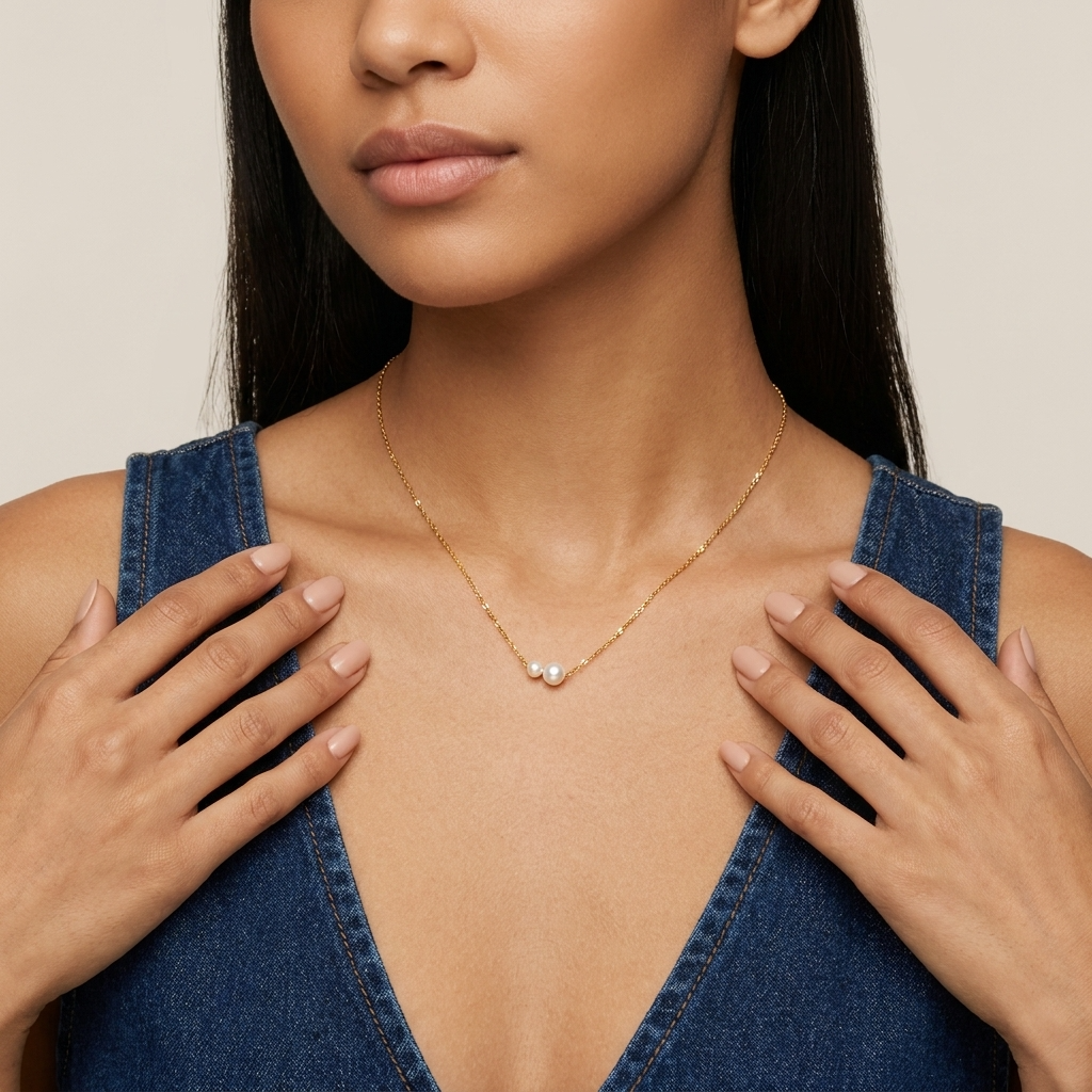 Minimalist Pearl Duo Necklace