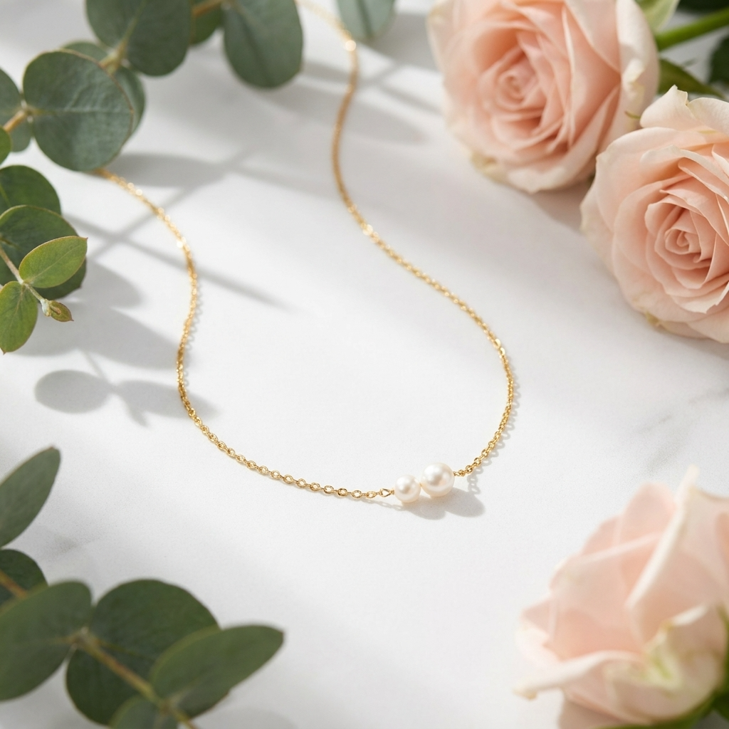 Minimalist Pearl Duo Necklace