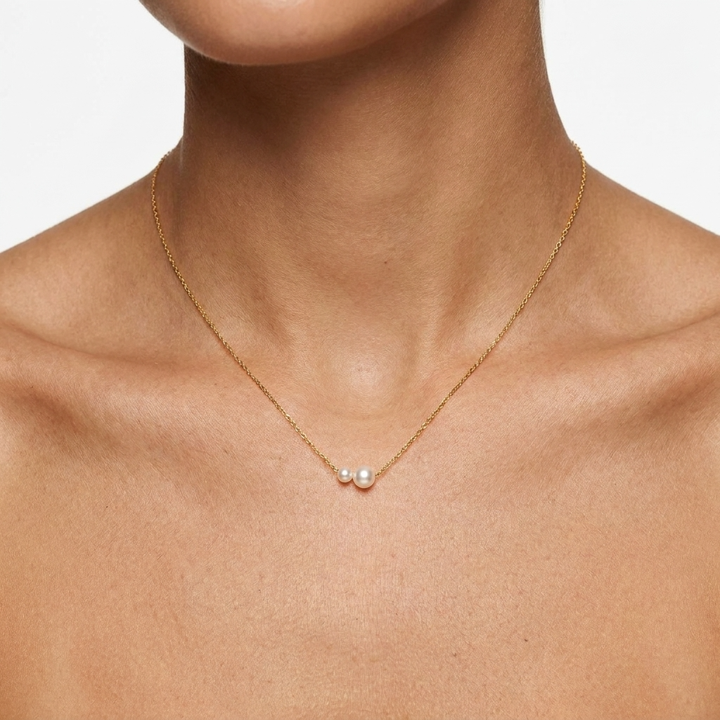 Minimalist Pearl Duo Necklace