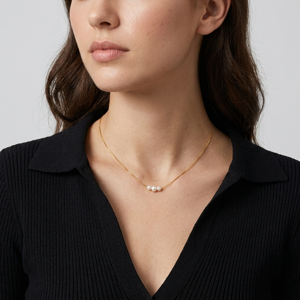 Minimalist Pearl Trio Necklace