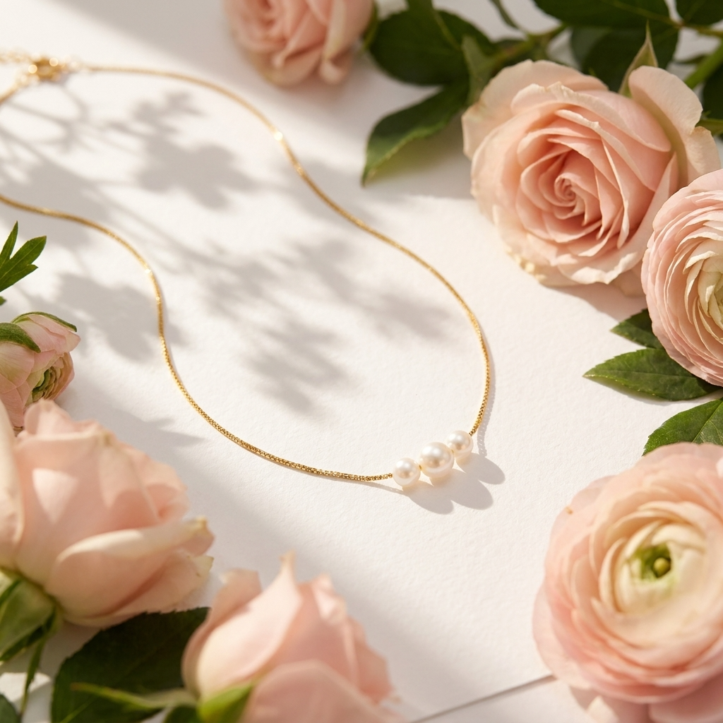 Minimalist Pearl Trio Necklace