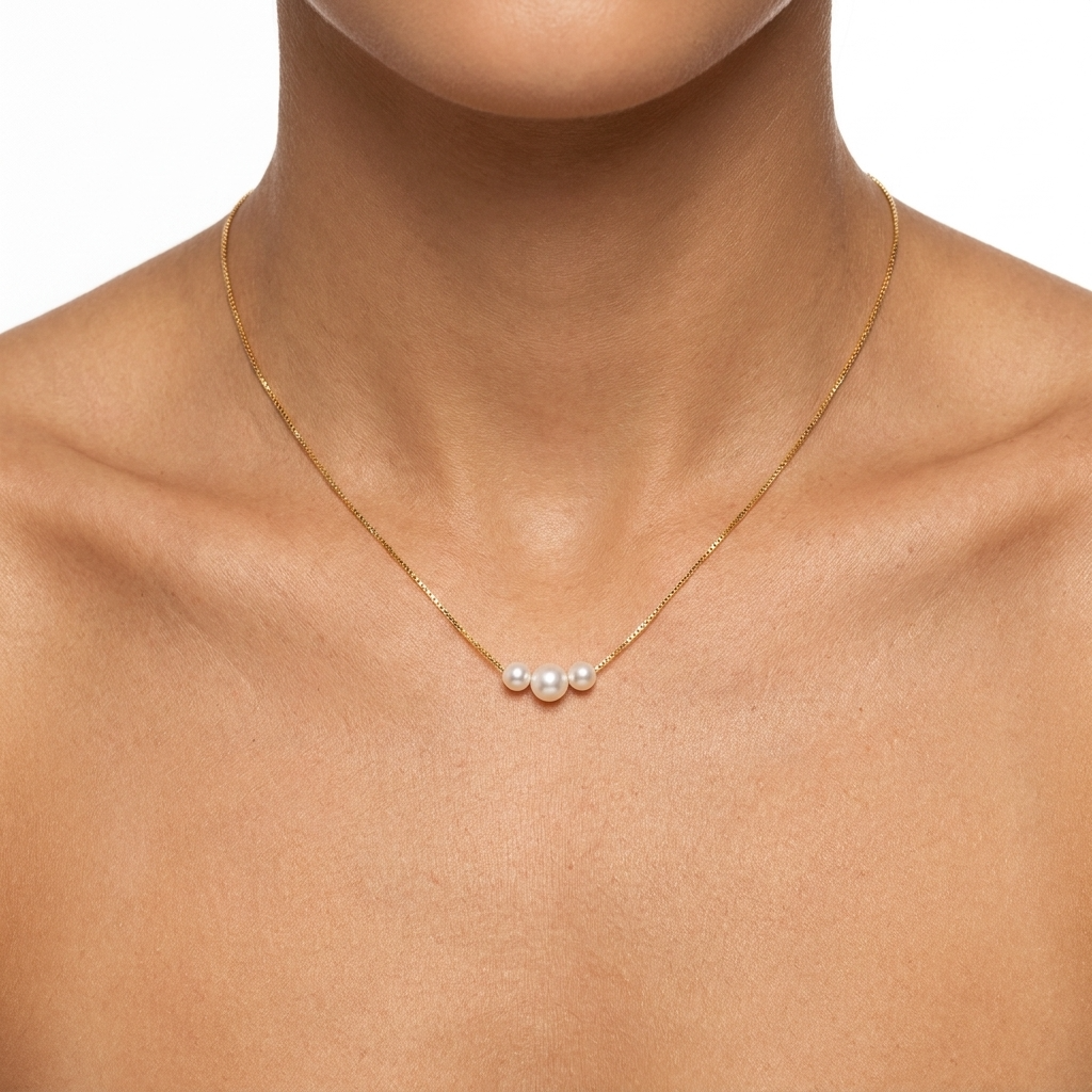 Minimalist Pearl Trio Necklace