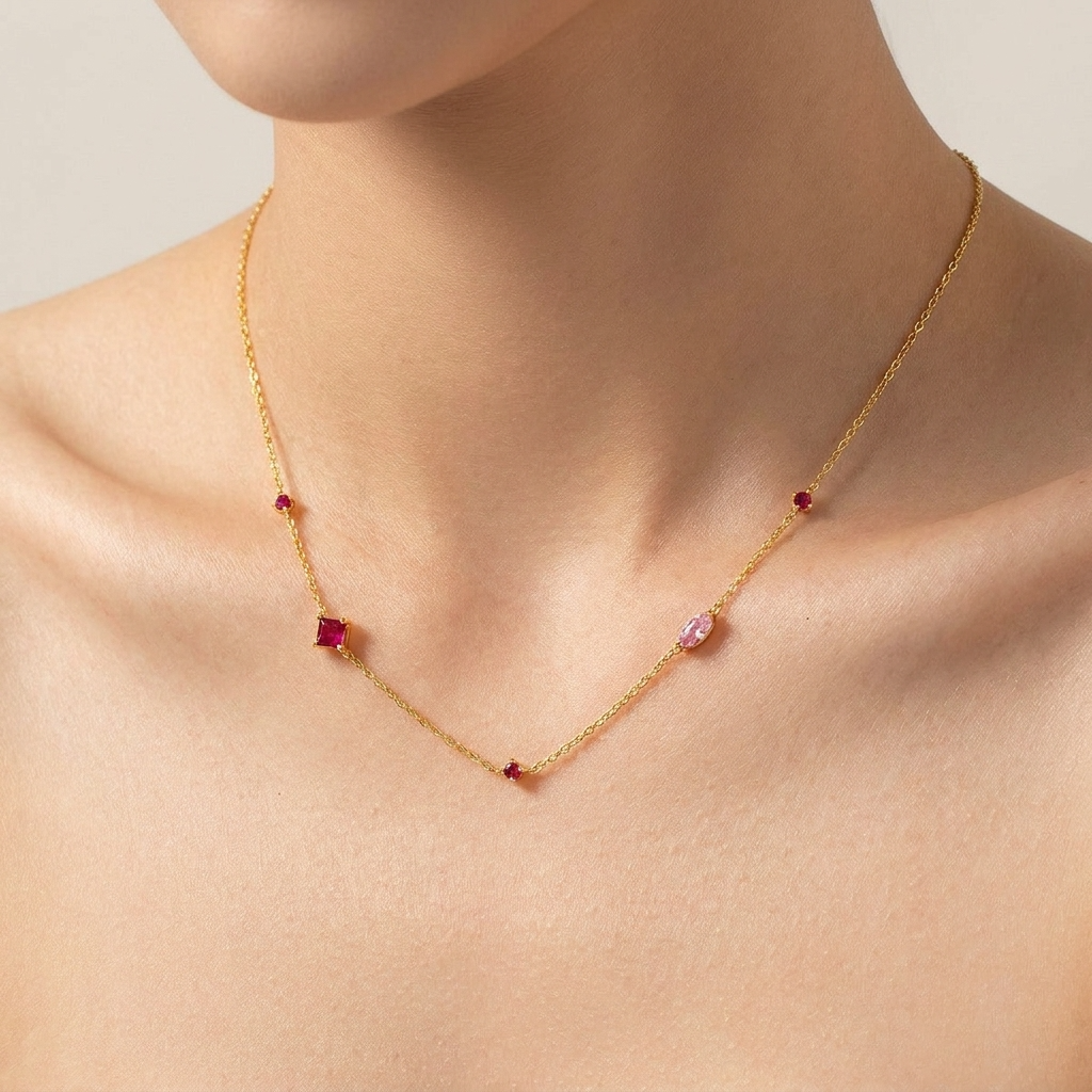 Mireille Rose Zircon Necklace