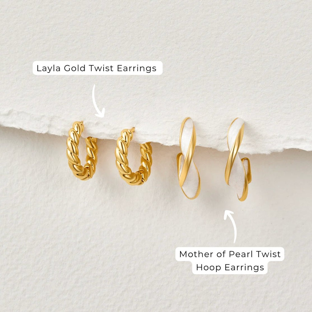 Mother of Pearl Twist Hoop Earrings