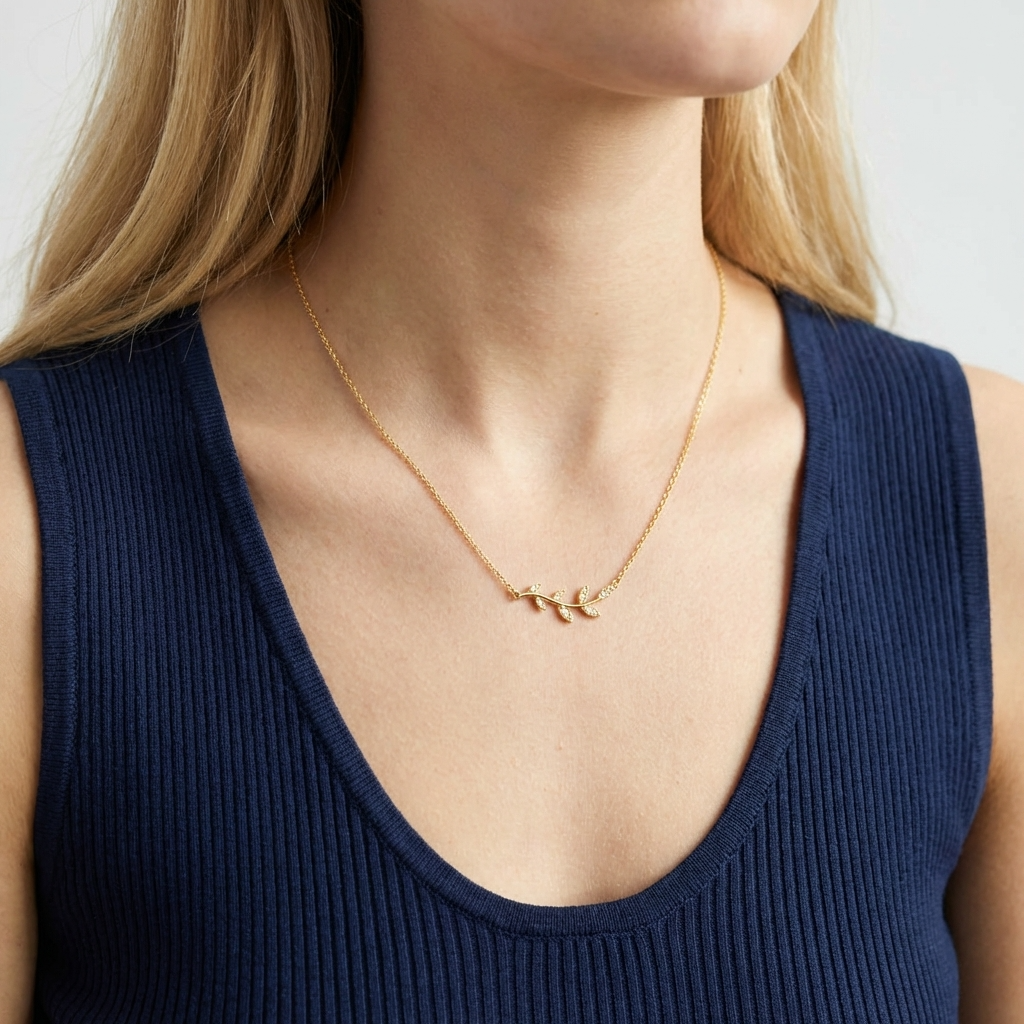 Noor Crystal Leaf Necklace