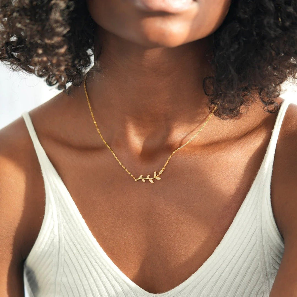 Noor Crystal Leaf Necklace