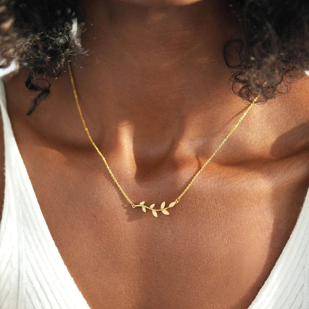 Noor Crystal Leaf Necklace