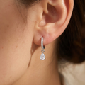 Silver Hoops with White Crystals