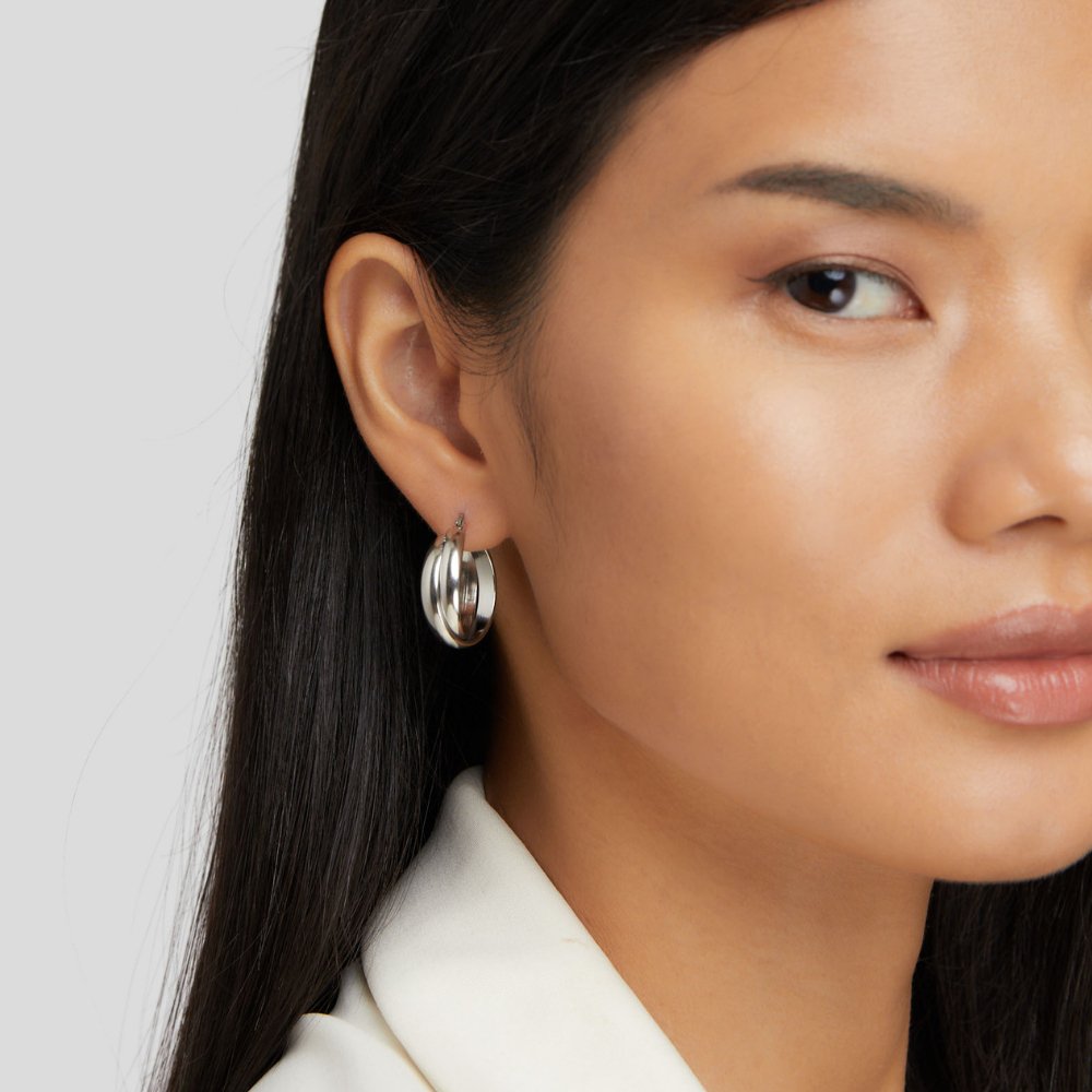 Talia Sleek Silver Hoops