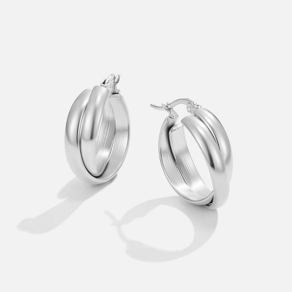 Talia Sleek Silver Hoops