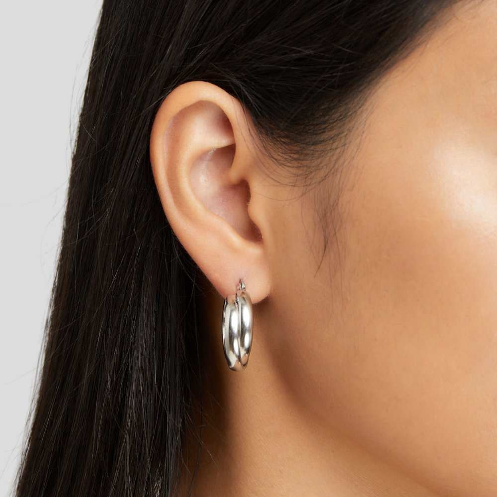 Talia Sleek Silver Hoops