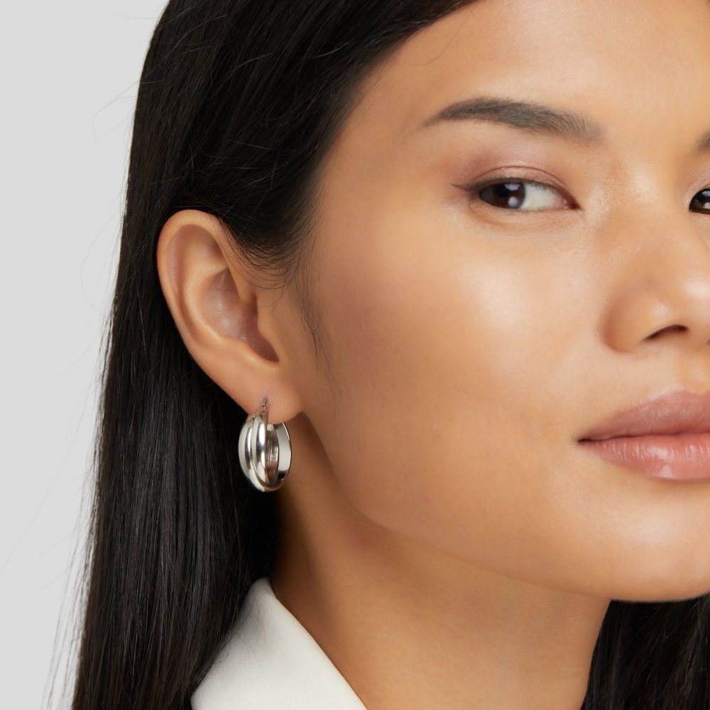Talia Sleek Silver Hoops
