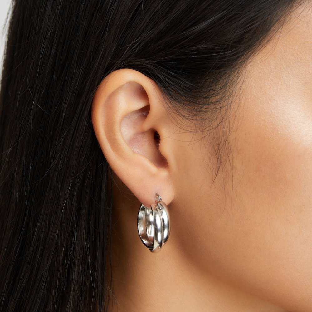 Talia Sleek Silver Hoops