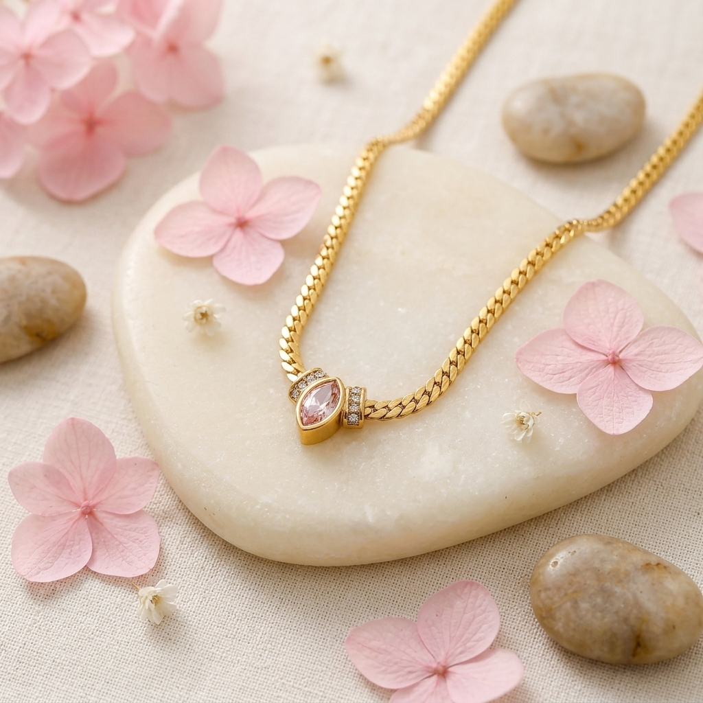 Vintage Blush Herringbone Chain