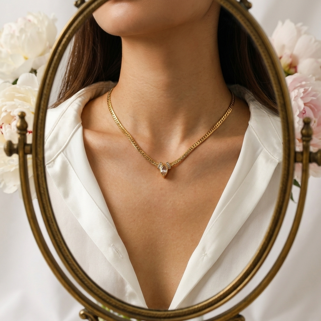 Vintage Blush Herringbone Chain