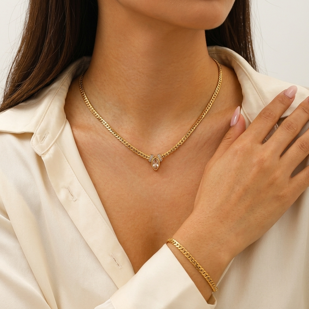 Vintage Blush Herringbone Chain