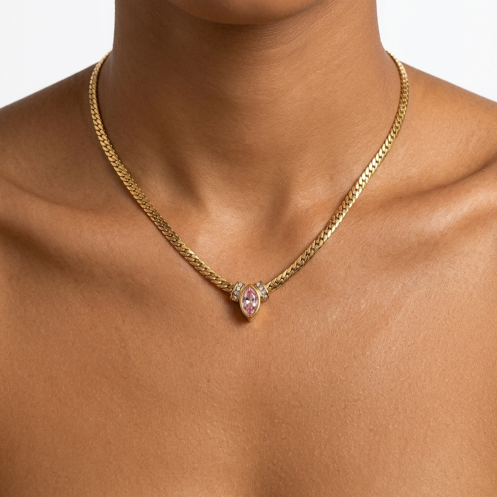Vintage Blush Herringbone Chain